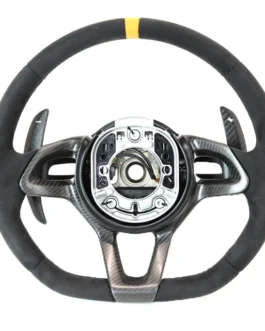 GENUINE MCLAREN 600LT MSO CARBON FIBRE BLACK STEERING WHEEL IN ALCANTARA